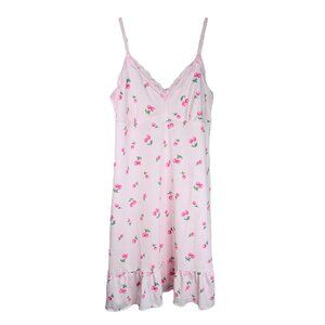 Laura Ashley Size Medium Cherry Striped Nightie Sleepwear Lace